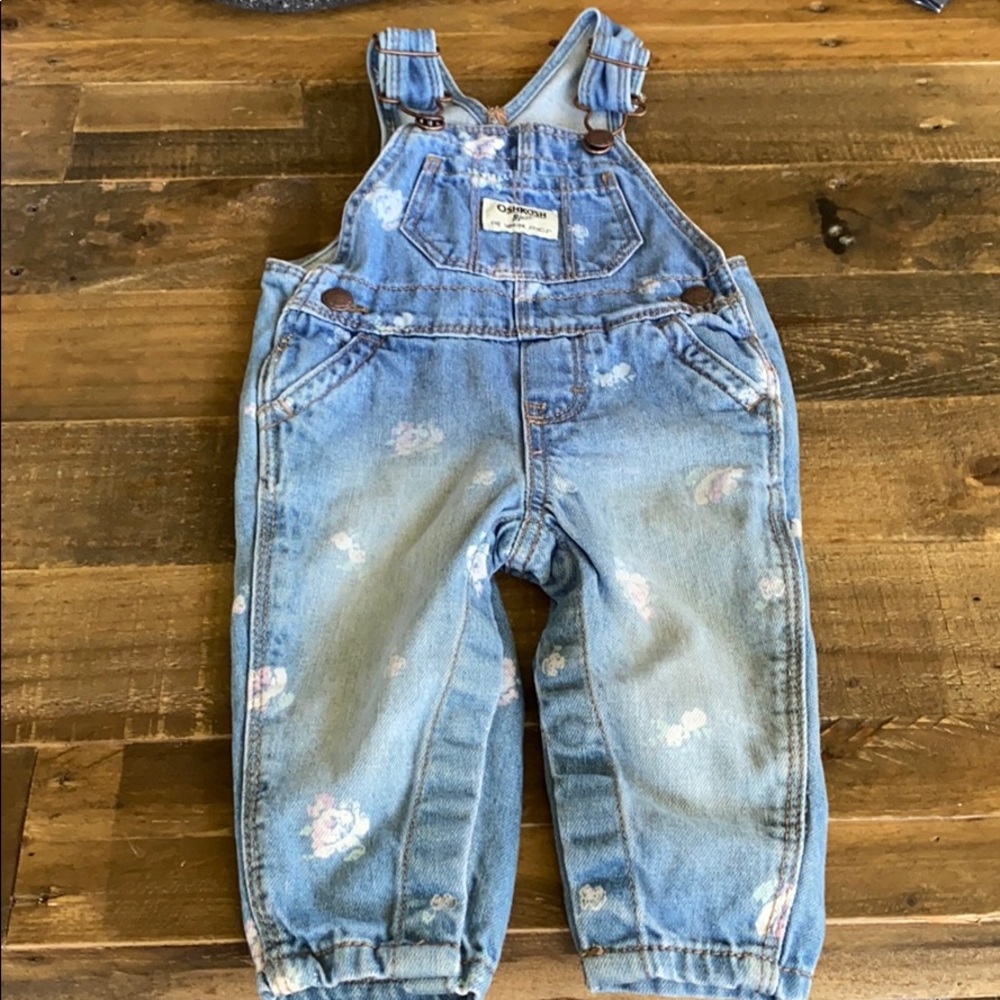 OshKosh Jean Overalls w Flower Print 6m
